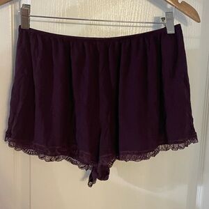 Victoria's Secret Dark Purple Lace Trim Pajama Shorts